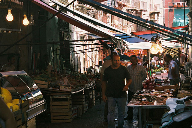 Fiskmarknad i Palermo.